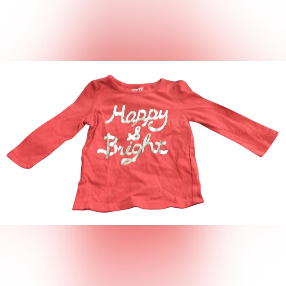 Crazy 8 Red Long Sleeve Happy & Bright Tee Size 6-12 Months.